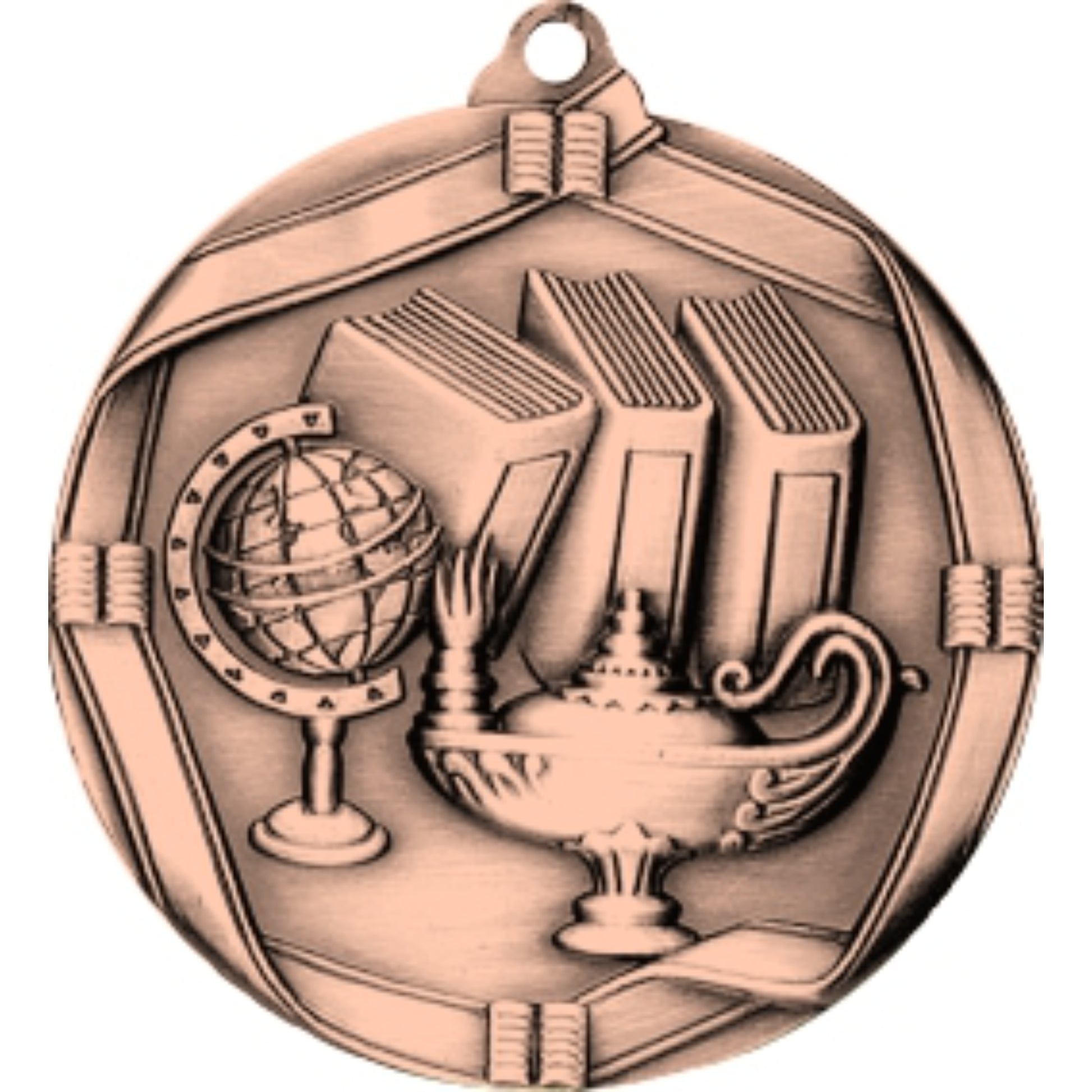 Ribbon Academic Medal 2.25" / Bronze (Copper Tone)