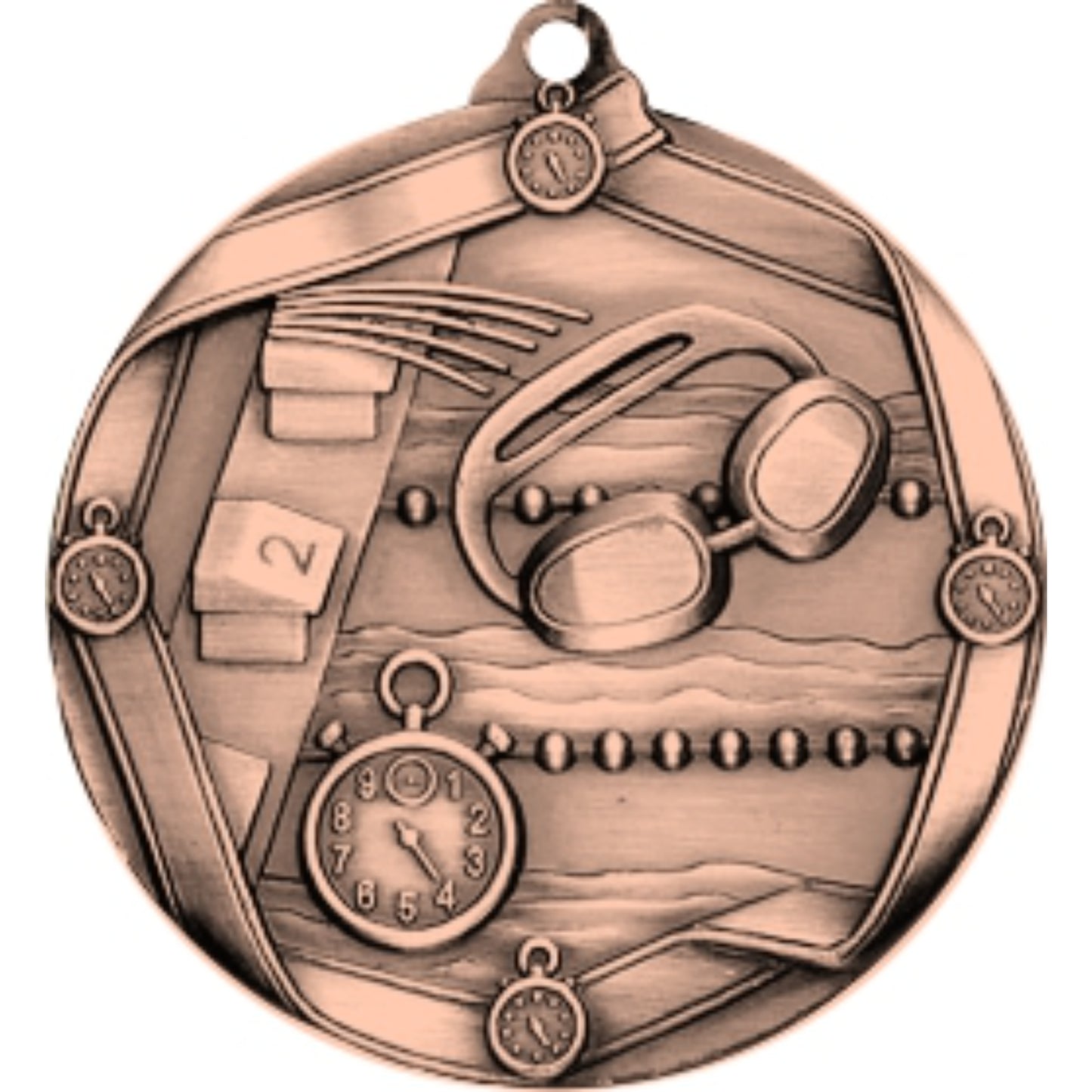 Ribbon Swimming Medal 2.25" / Bronze (Copper Tone)
