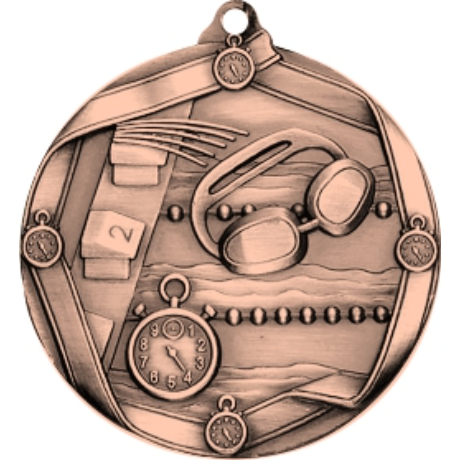 Ribbon Swimming Medal 2.25" / Bronze (Copper Tone)