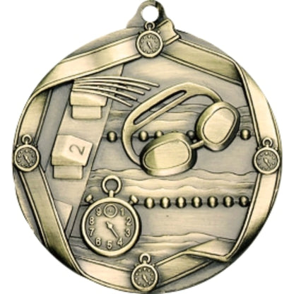Ribbon Swimming Medal 2.25" / Gold