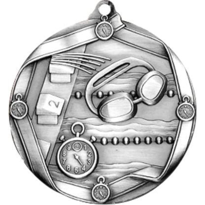 Ribbon Swimming Medal 2.25" / Silver