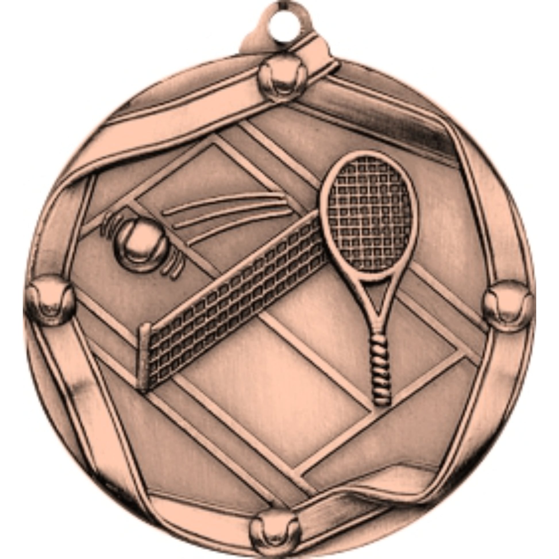Ribbon Tennis Medal 2.25" / Bronze (Copper Tone)