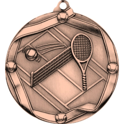 Ribbon Tennis Medal 2.25" / Bronze (Copper Tone)