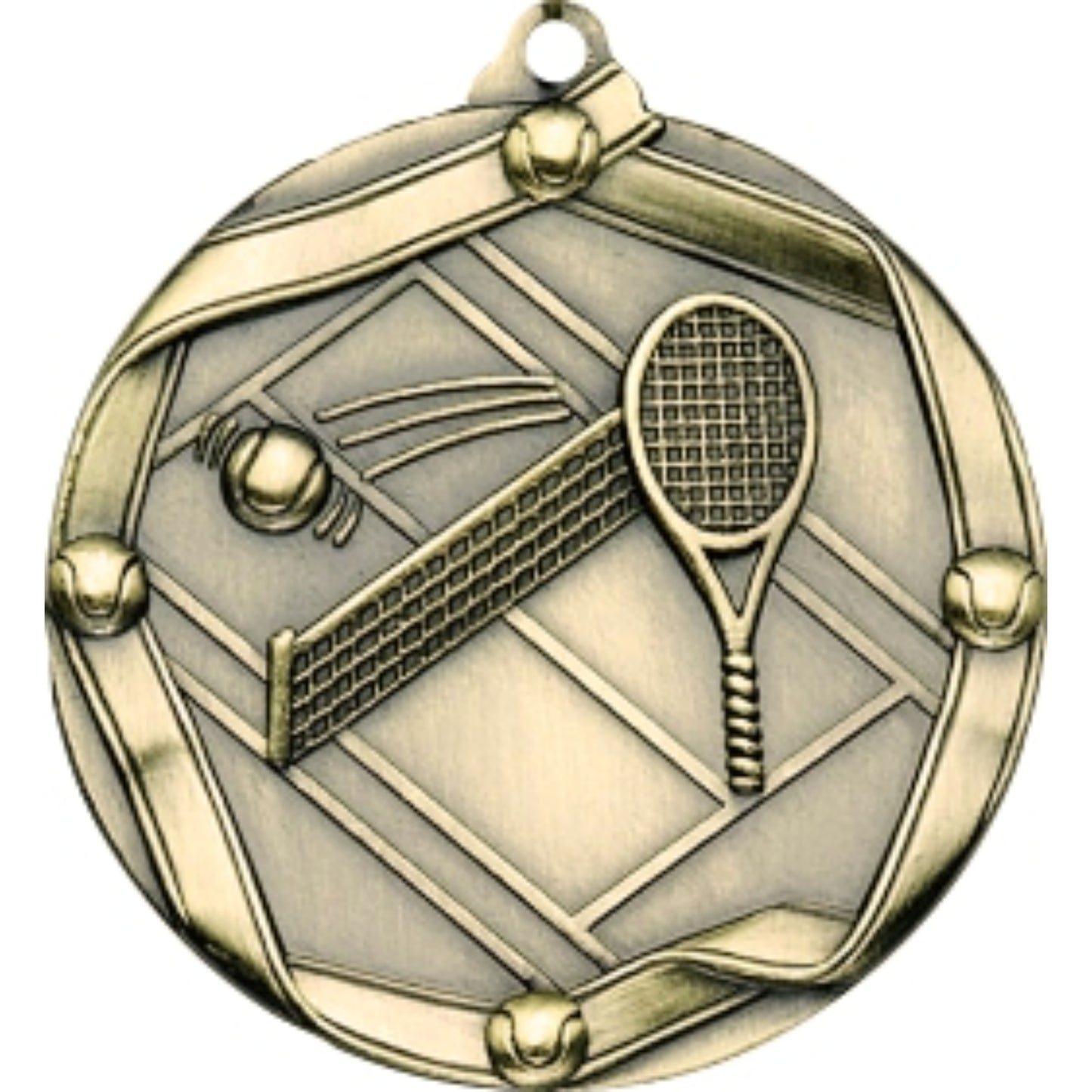 Ribbon Tennis Medal 2.25" / Gold