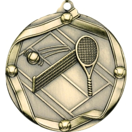 Ribbon Tennis Medal 2.25" / Gold
