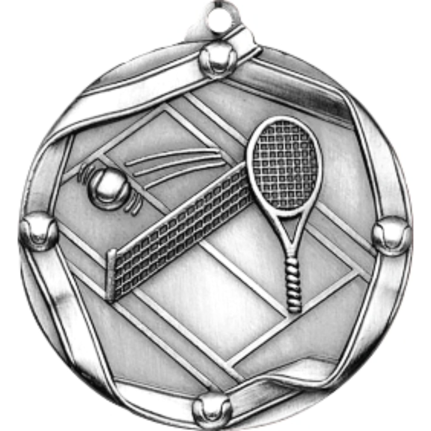 Ribbon Tennis Medal 2.25" / Silver