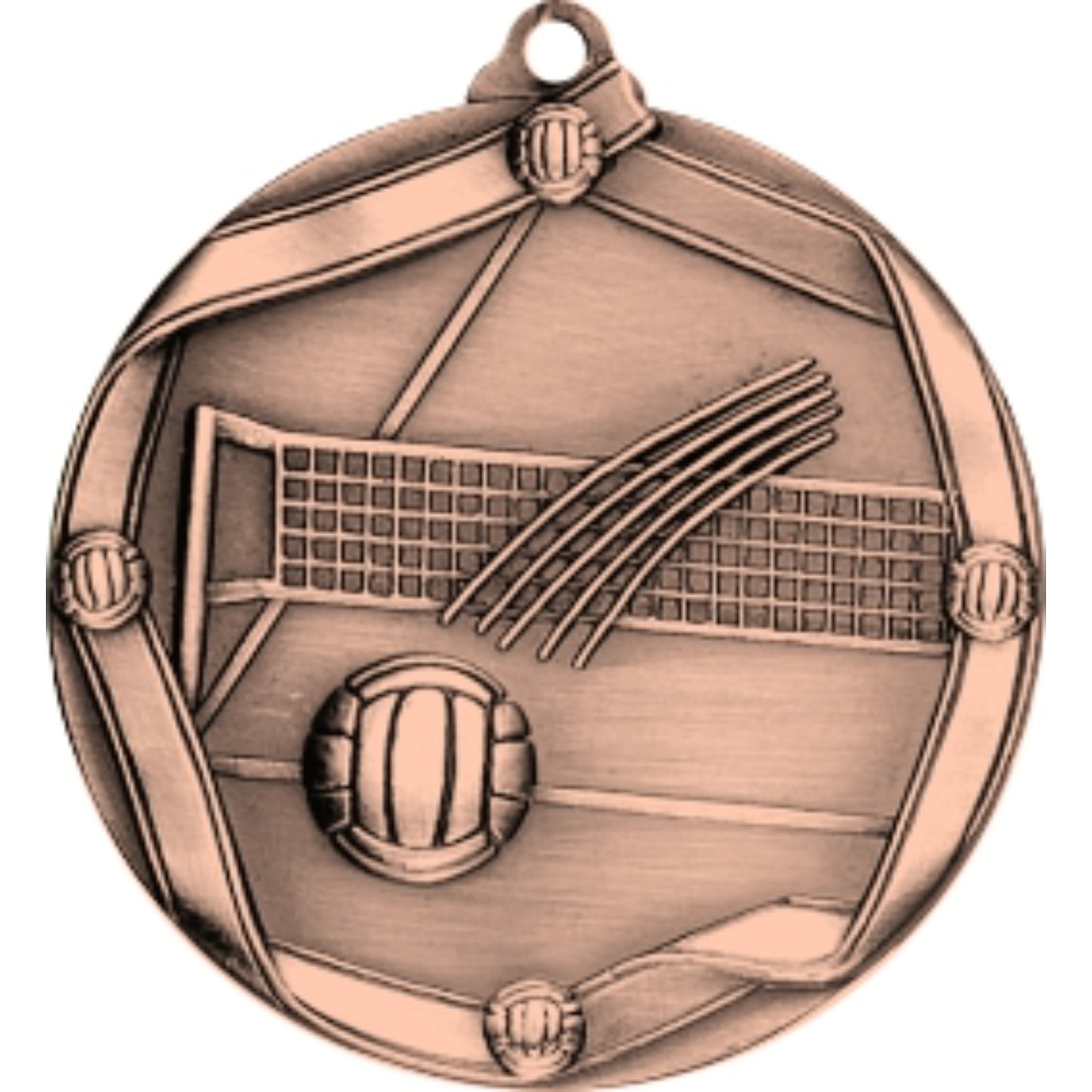 Ribbon Volleyball Medal 2.25" / Bronze (Copper Tone)