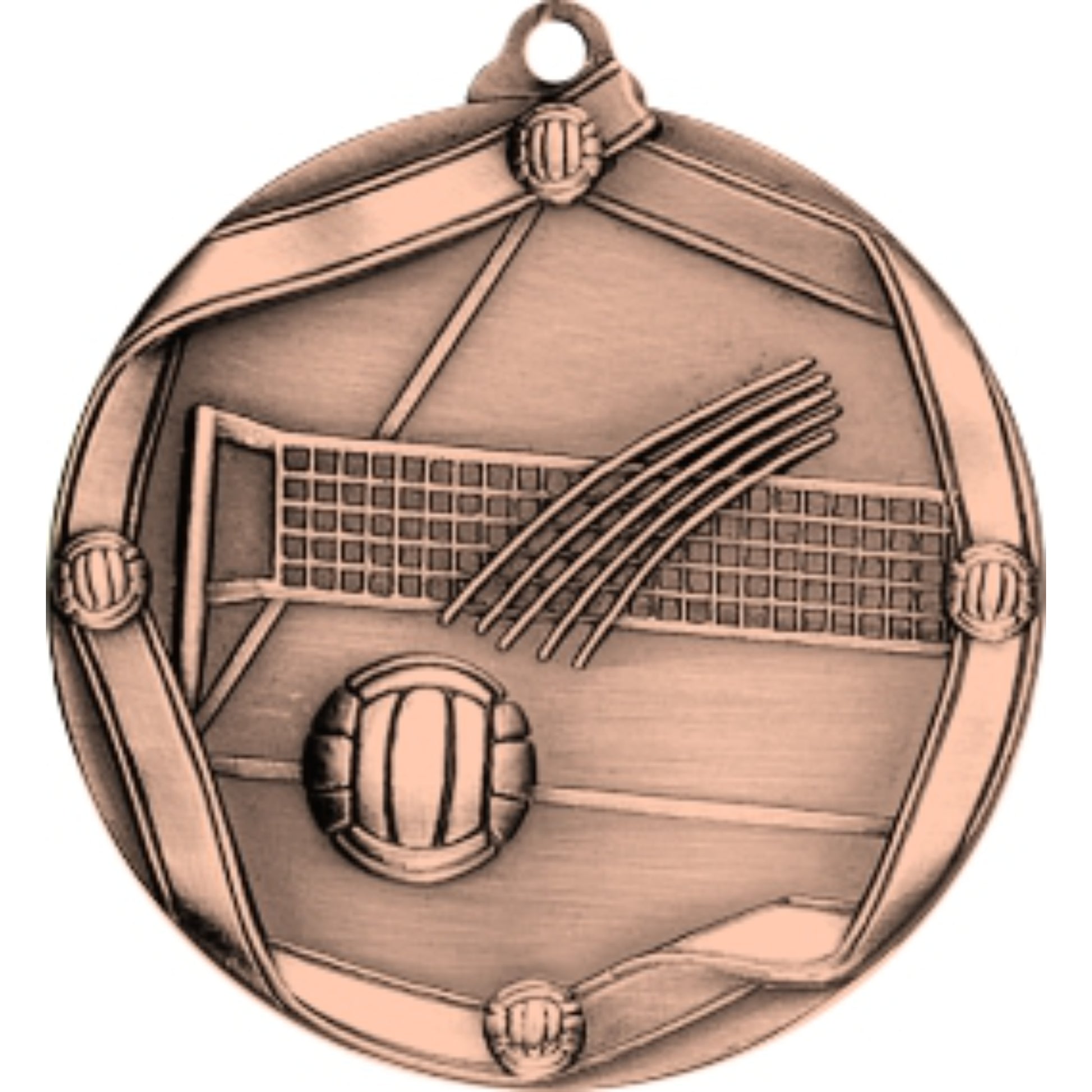 Ribbon Volleyball Medal 2.25" / Bronze (Copper Tone)