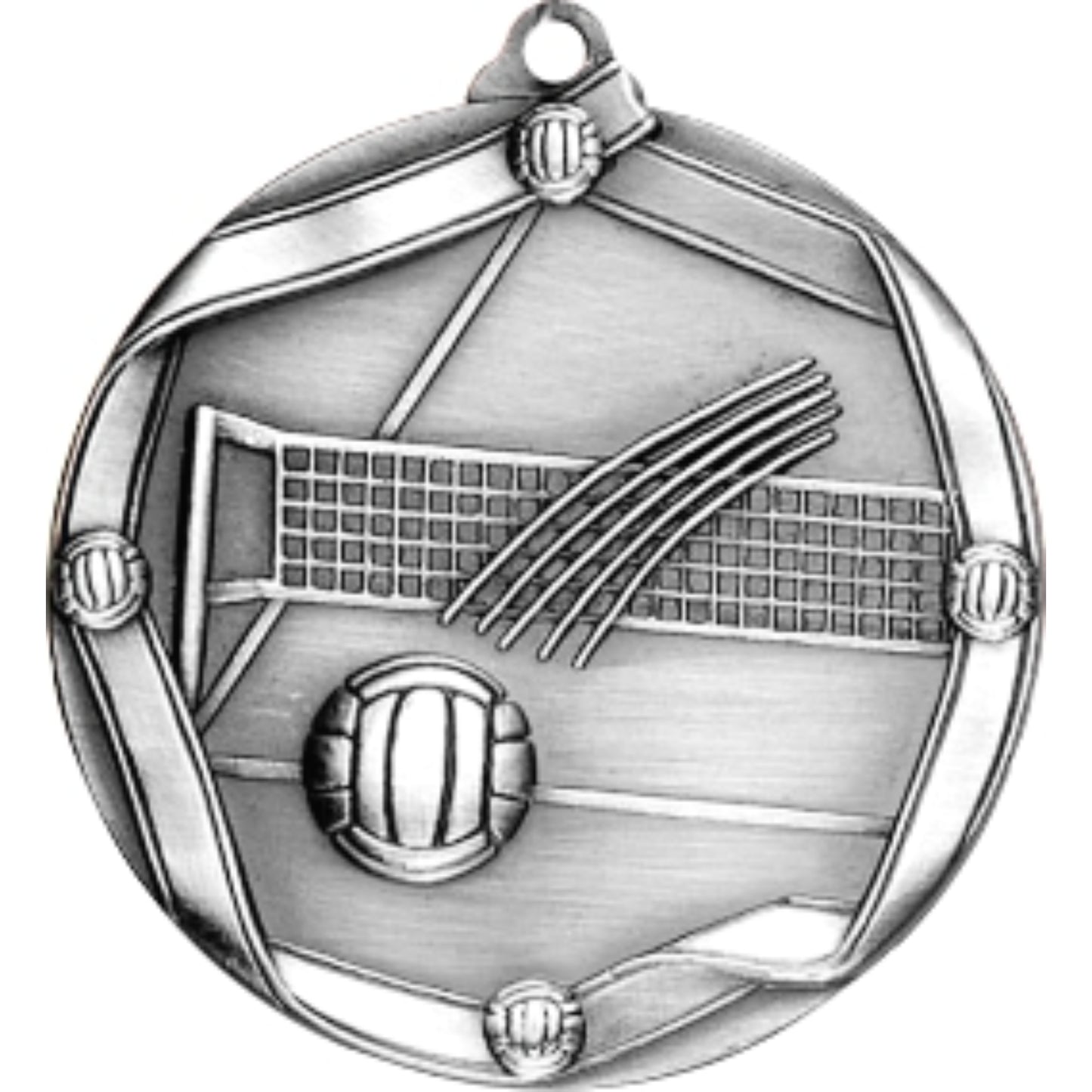 Ribbon Volleyball Medal 2.25" / Silver