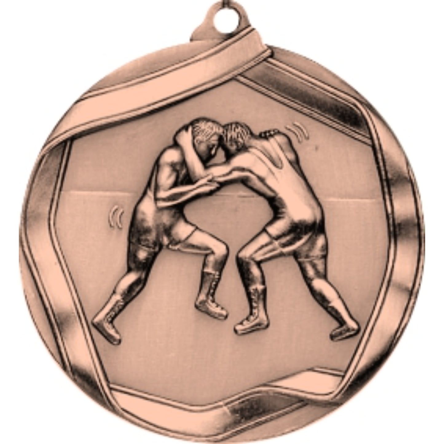 Ribbon Wrestling Medal 2.25" / Bronze (Copper Tone)