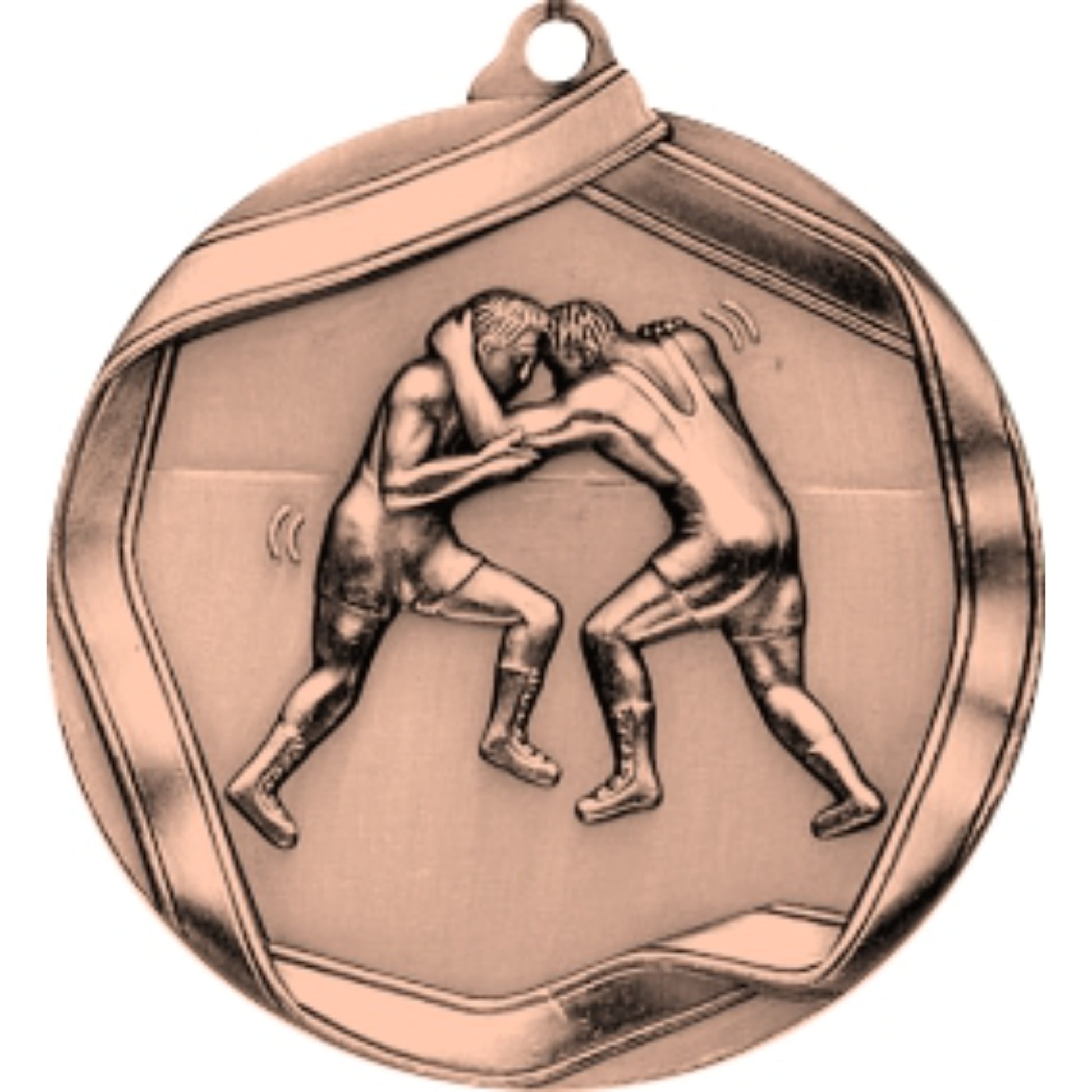 Ribbon Wrestling Medal 2.25" / Bronze (Copper Tone)