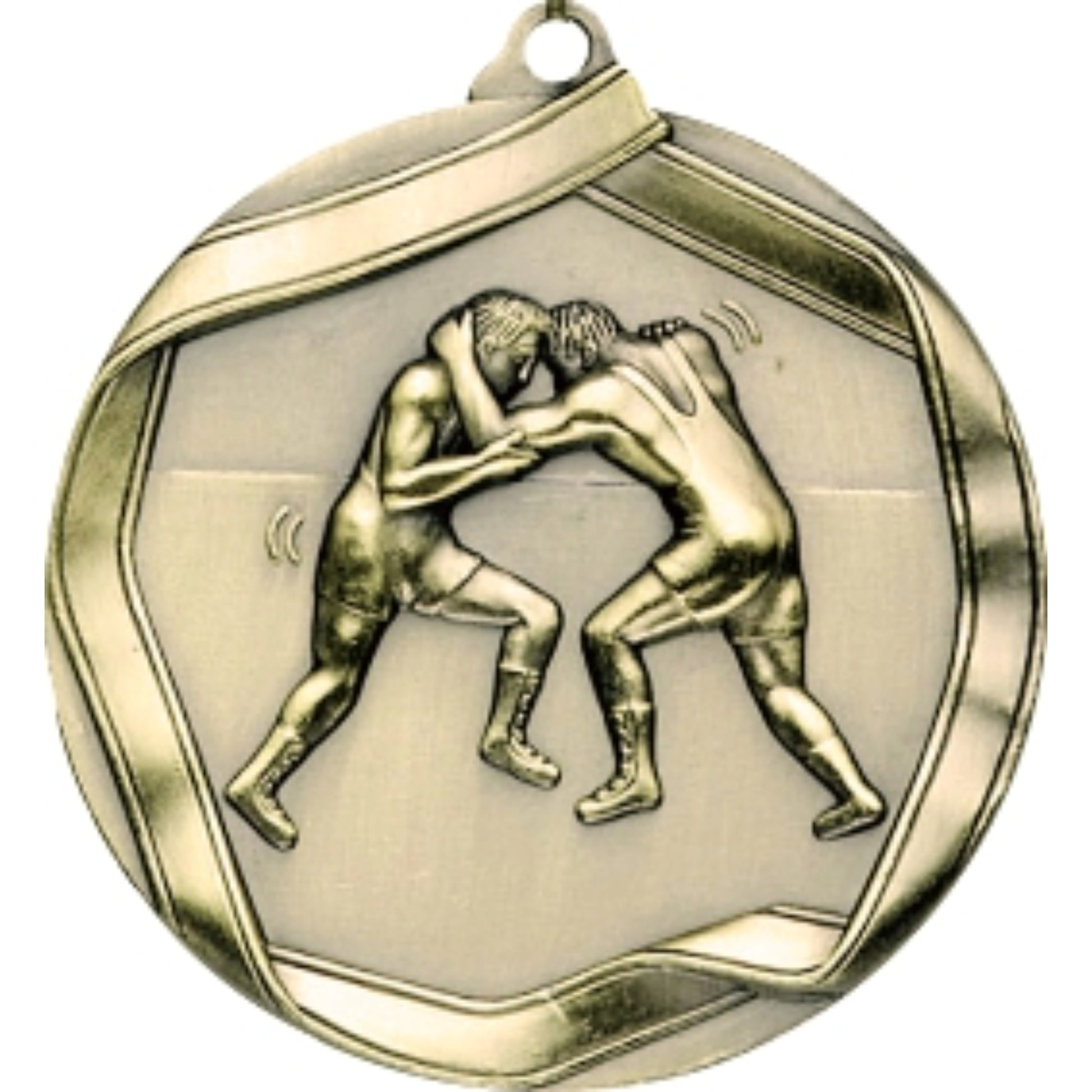Ribbon Wrestling Medal 2.25" / Gold