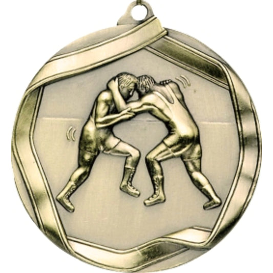 Ribbon Wrestling Medal 2.25" / Gold