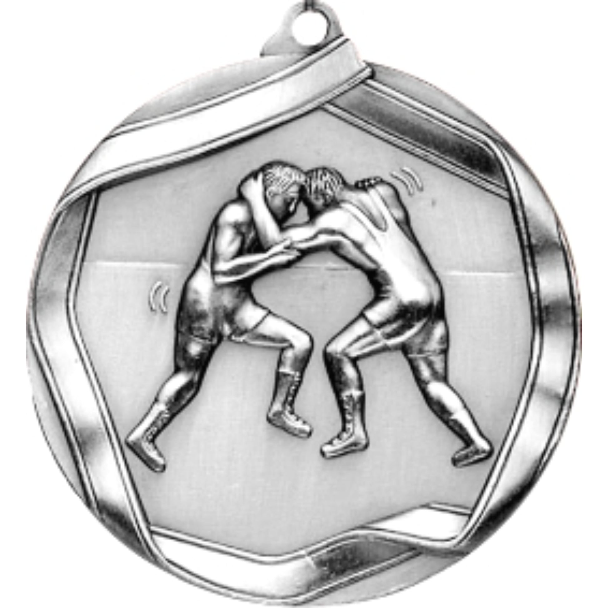 Ribbon Wrestling Medal 2.25" / Silver