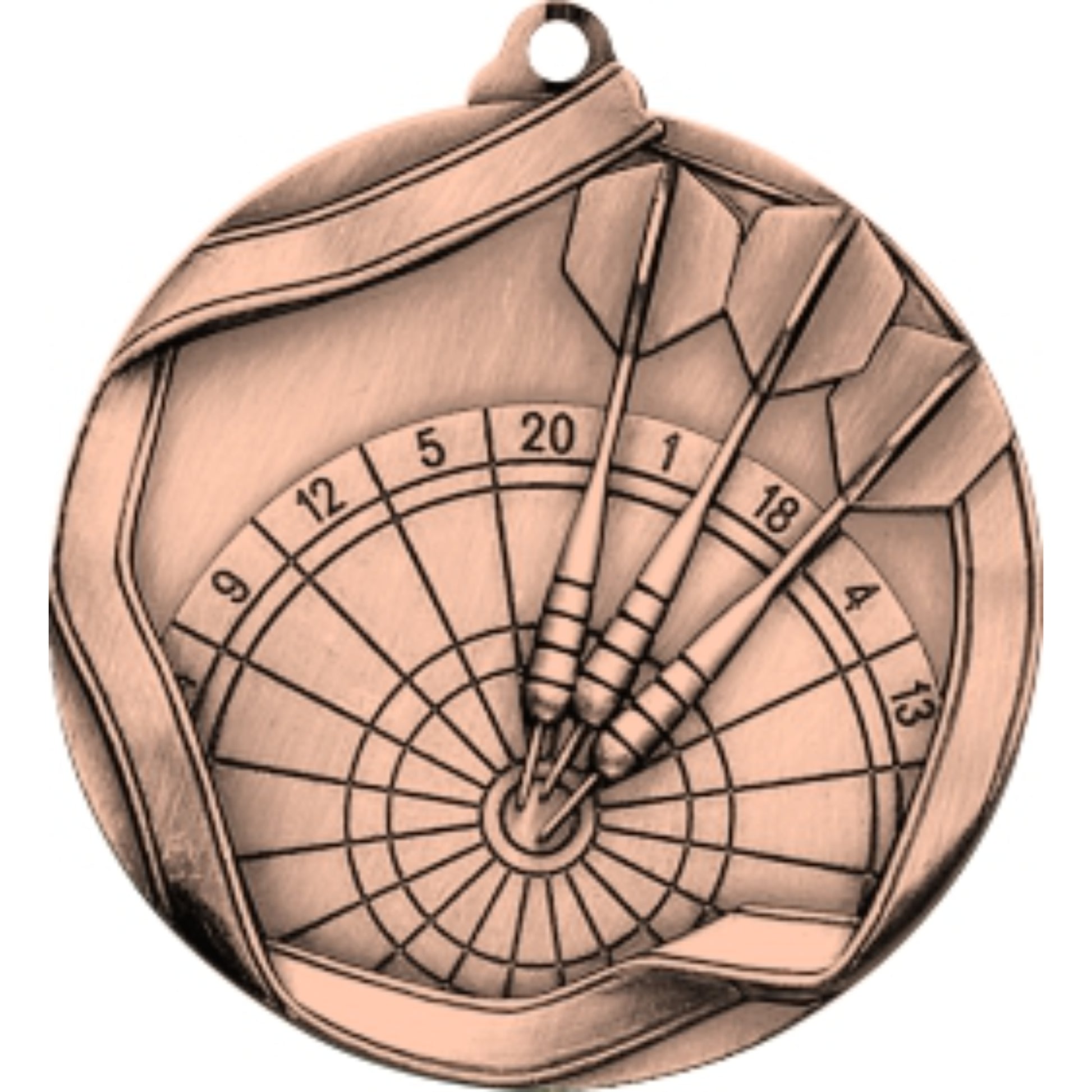 Ribbon Darts Medal 2.25" / Bronze (Copper Tone)
