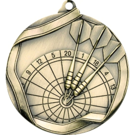 Ribbon Darts Medal 2.25" / Gold
