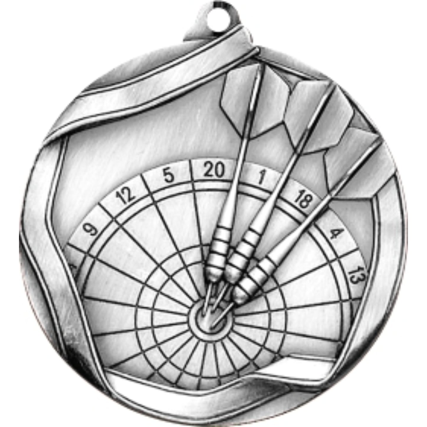 Ribbon Darts Medal 2.25" / Silver