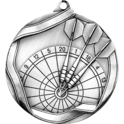 Ribbon Darts Medal 2.25" / Silver
