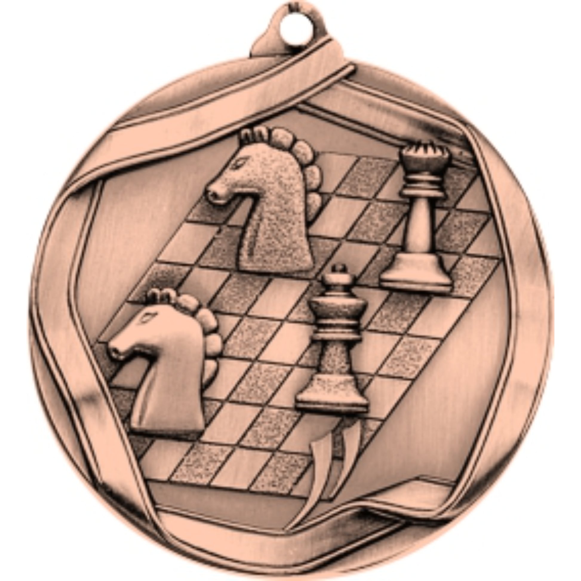 Ribbon Chess Medal 2.25" / Bronze (Copper Tone)