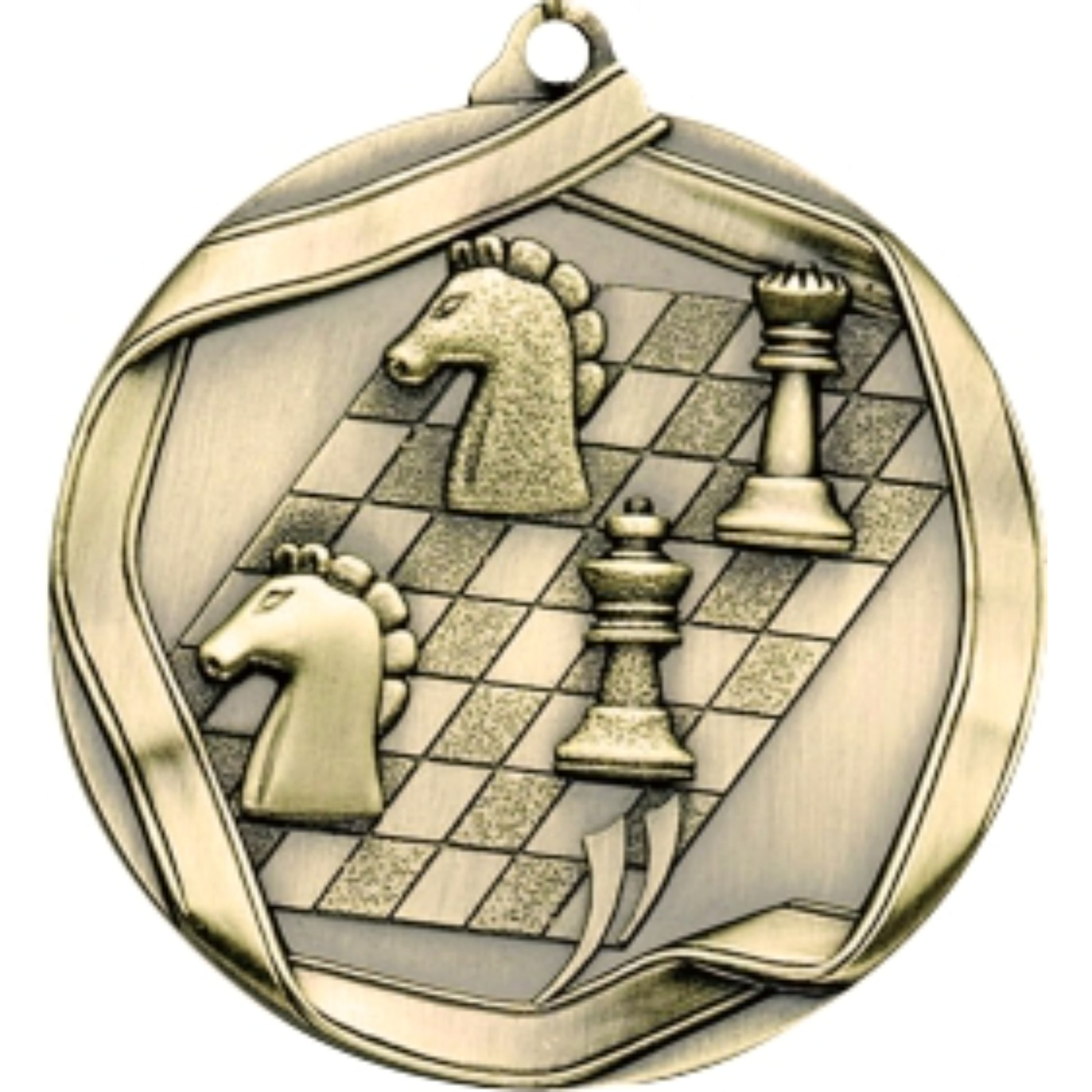 Ribbon Chess Medal 2.25" / Gold