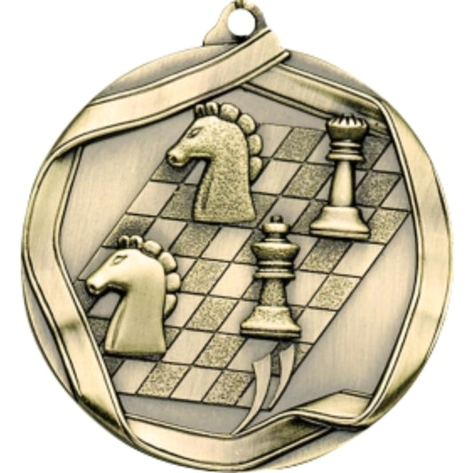 Ribbon Chess Medal 2.25" / Gold