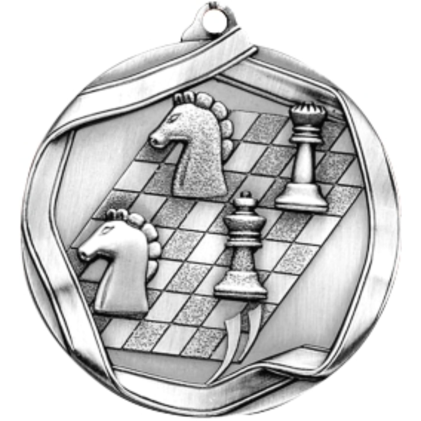 Ribbon Chess Medal 2.25" / Silver