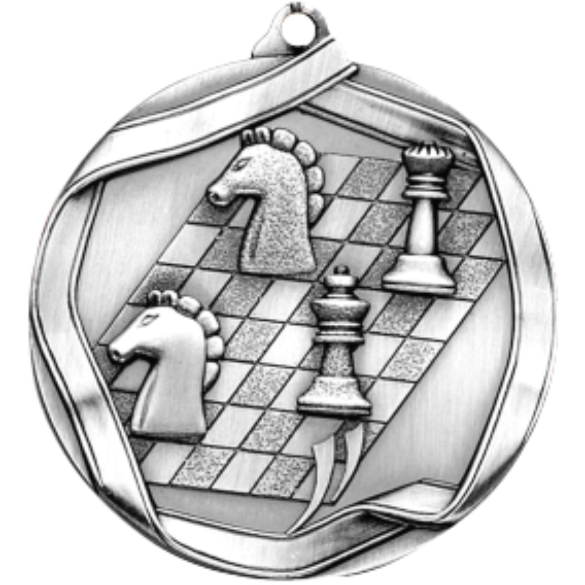 Ribbon Chess Medal 2.25" / Silver