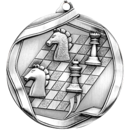 Ribbon Chess Medal 2.25" / Silver