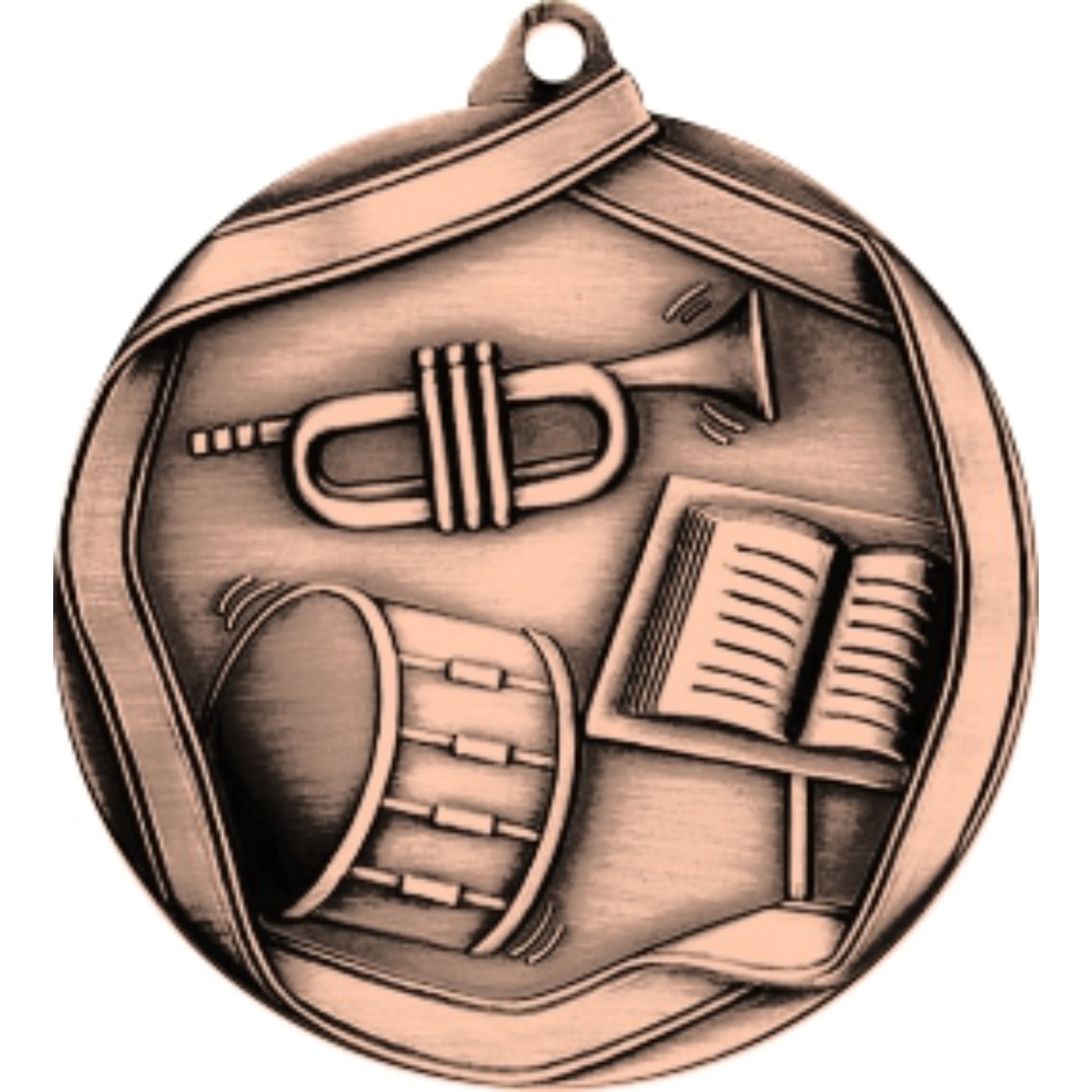 Ribbon Band Medal 2.25" / Bronze (Copper Tone)