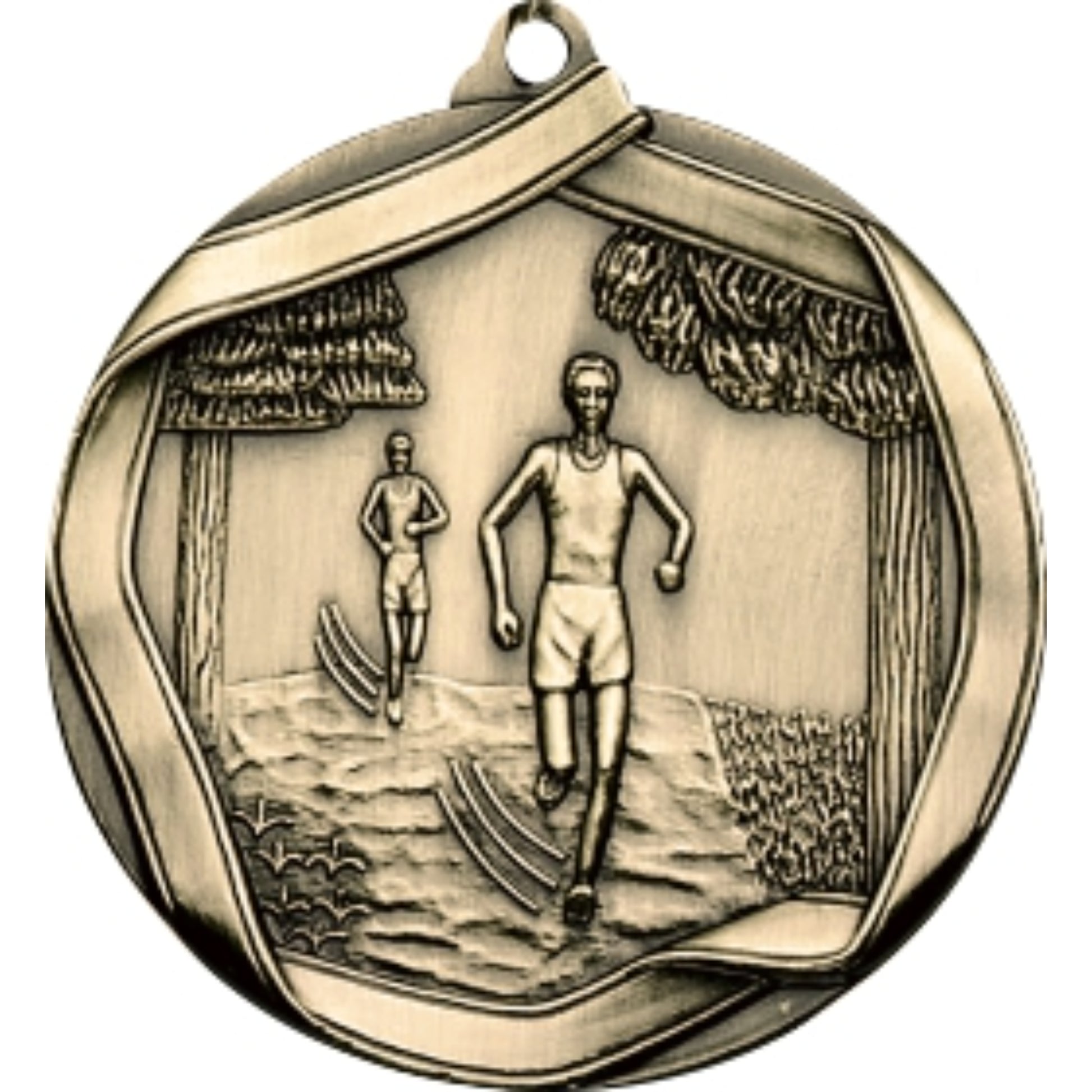 Ribbon Cross Country Medal 2.25" / Gold