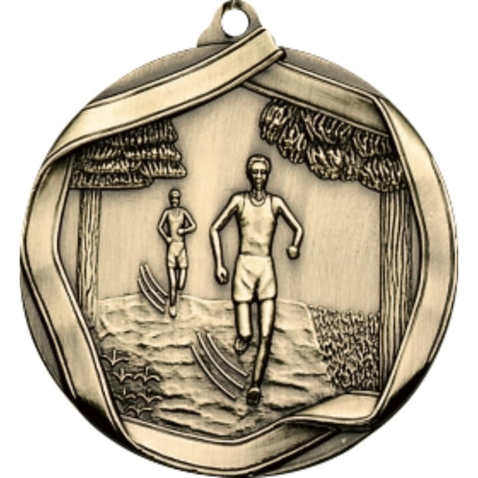 Ribbon Cross Country Medal 2.25" / Gold