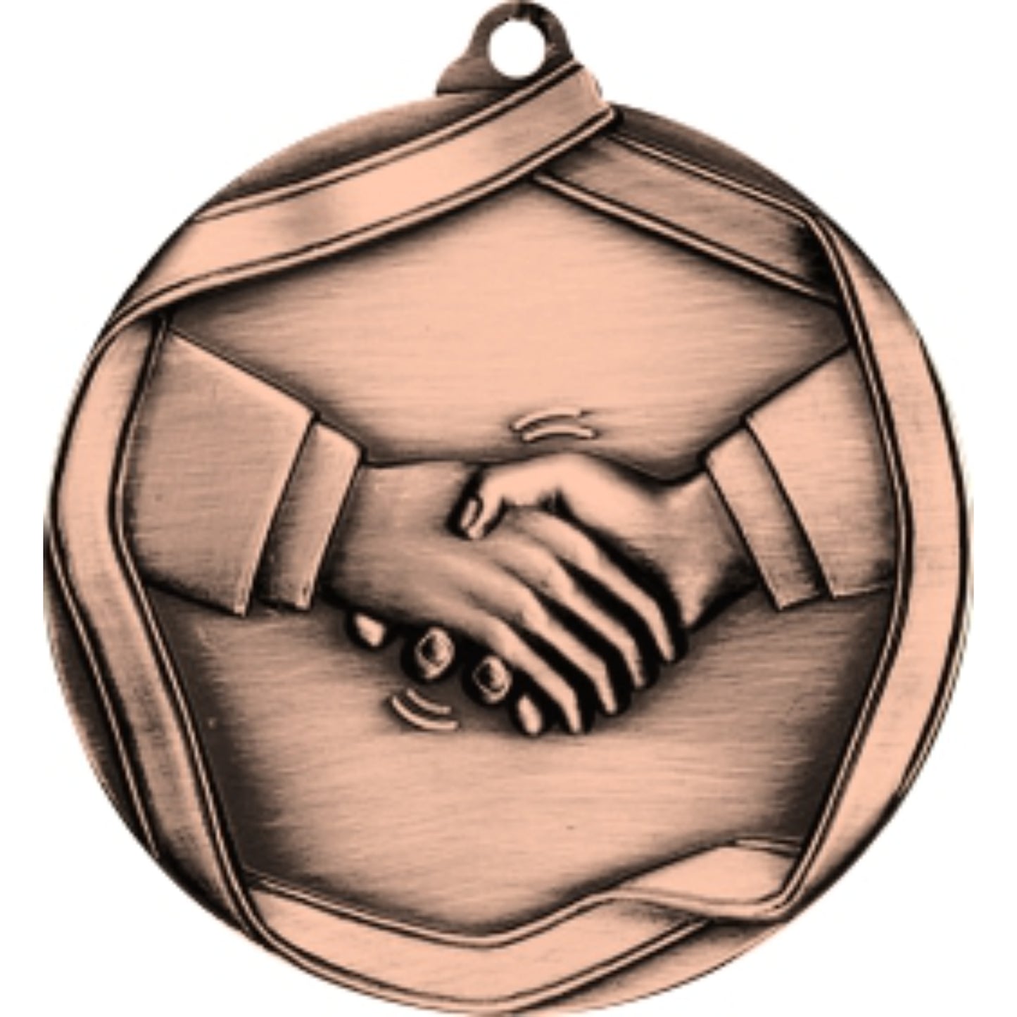 Ribbon Handshake Medal 2.25" / Bronze (Copper Tone)