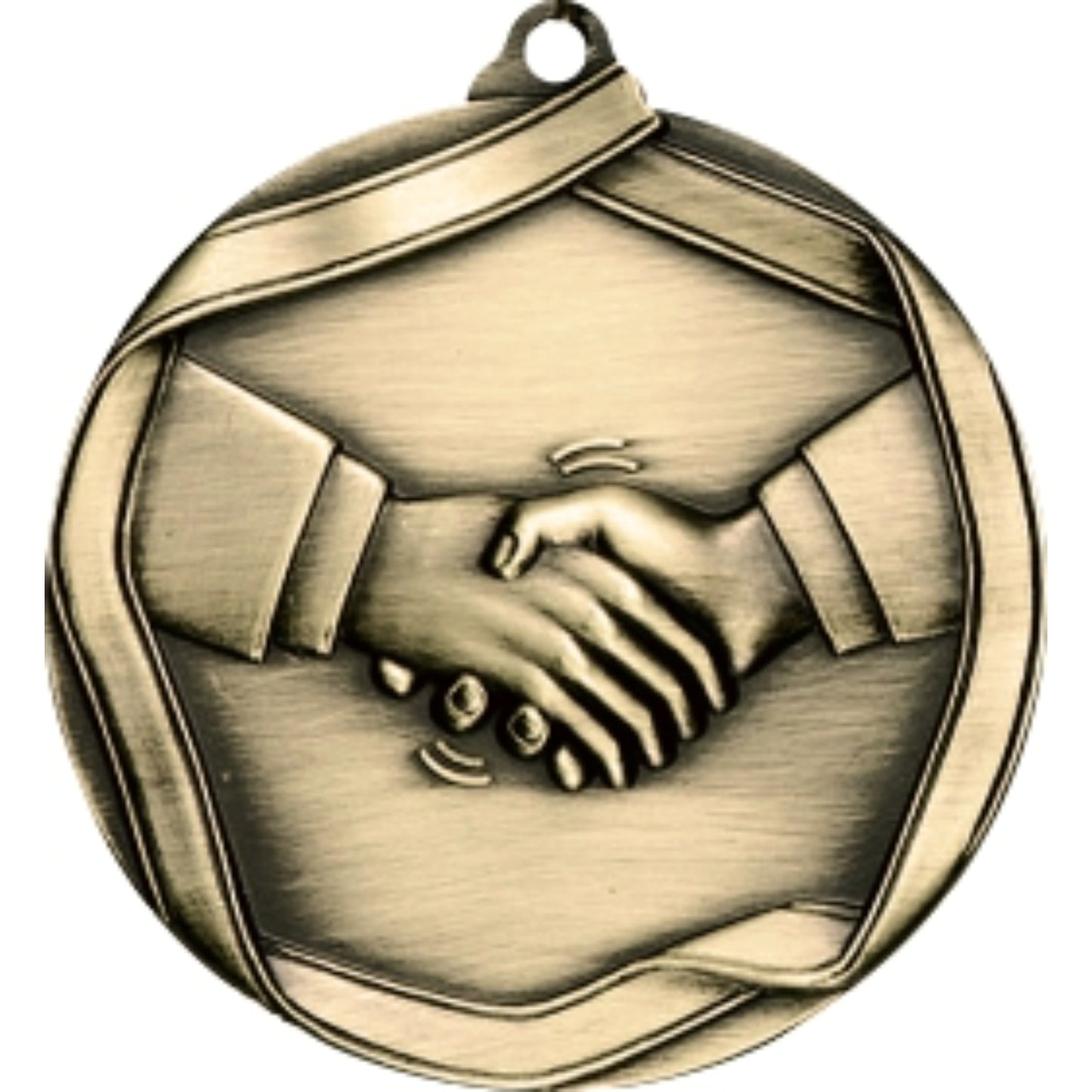 Ribbon Handshake Medal 2.25" / Gold