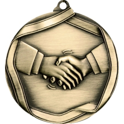 Ribbon Handshake Medal 2.25" / Gold