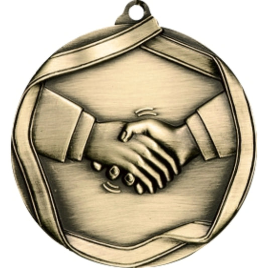 Ribbon Handshake Medal 2.25" / Gold