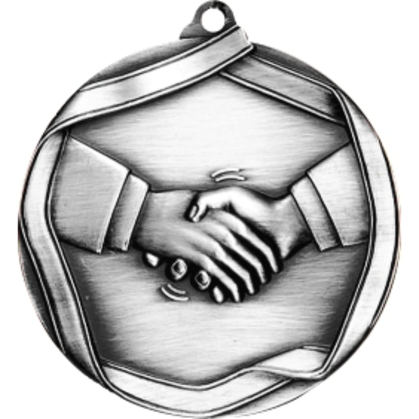 Ribbon Handshake Medal 2.25" / Silver