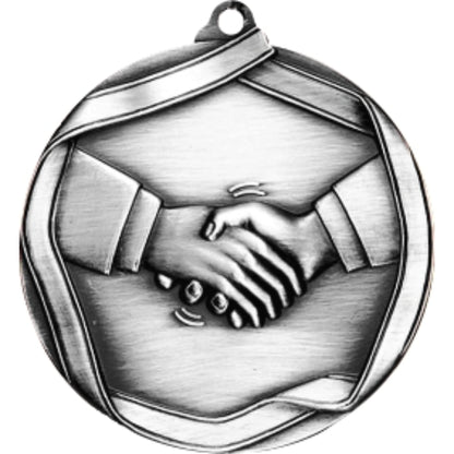 Ribbon Handshake Medal 2.25" / Silver