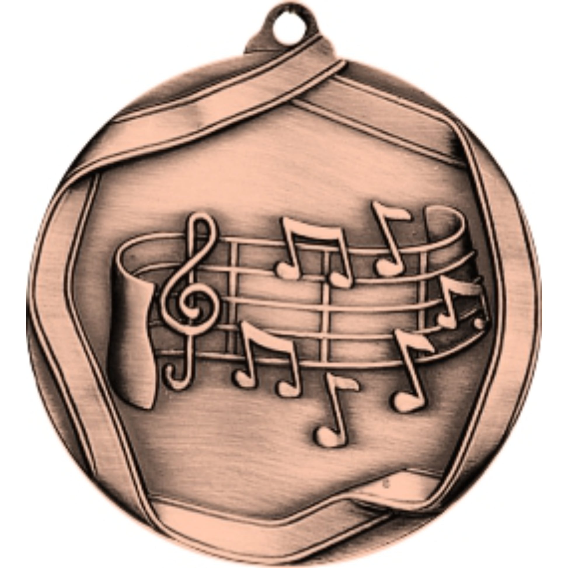 Ribbon Music Medal 2.25" / Bronze (Copper Tone)