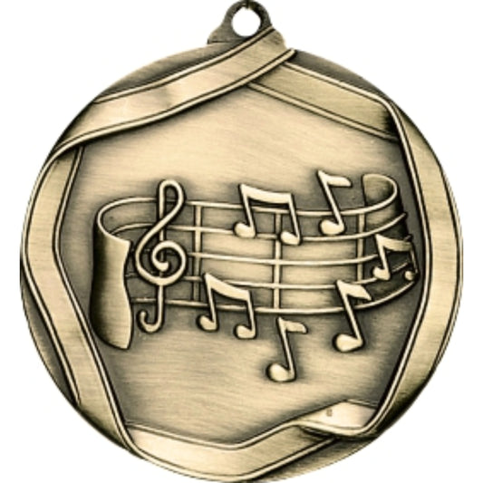 Ribbon Music Medal 2.25" / Gold