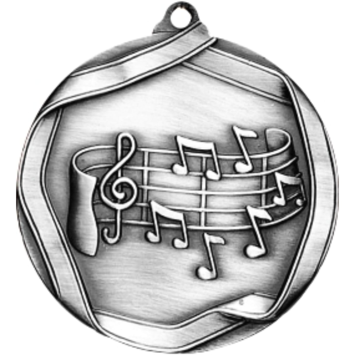 Ribbon Music Medal 2.25" / Silver
