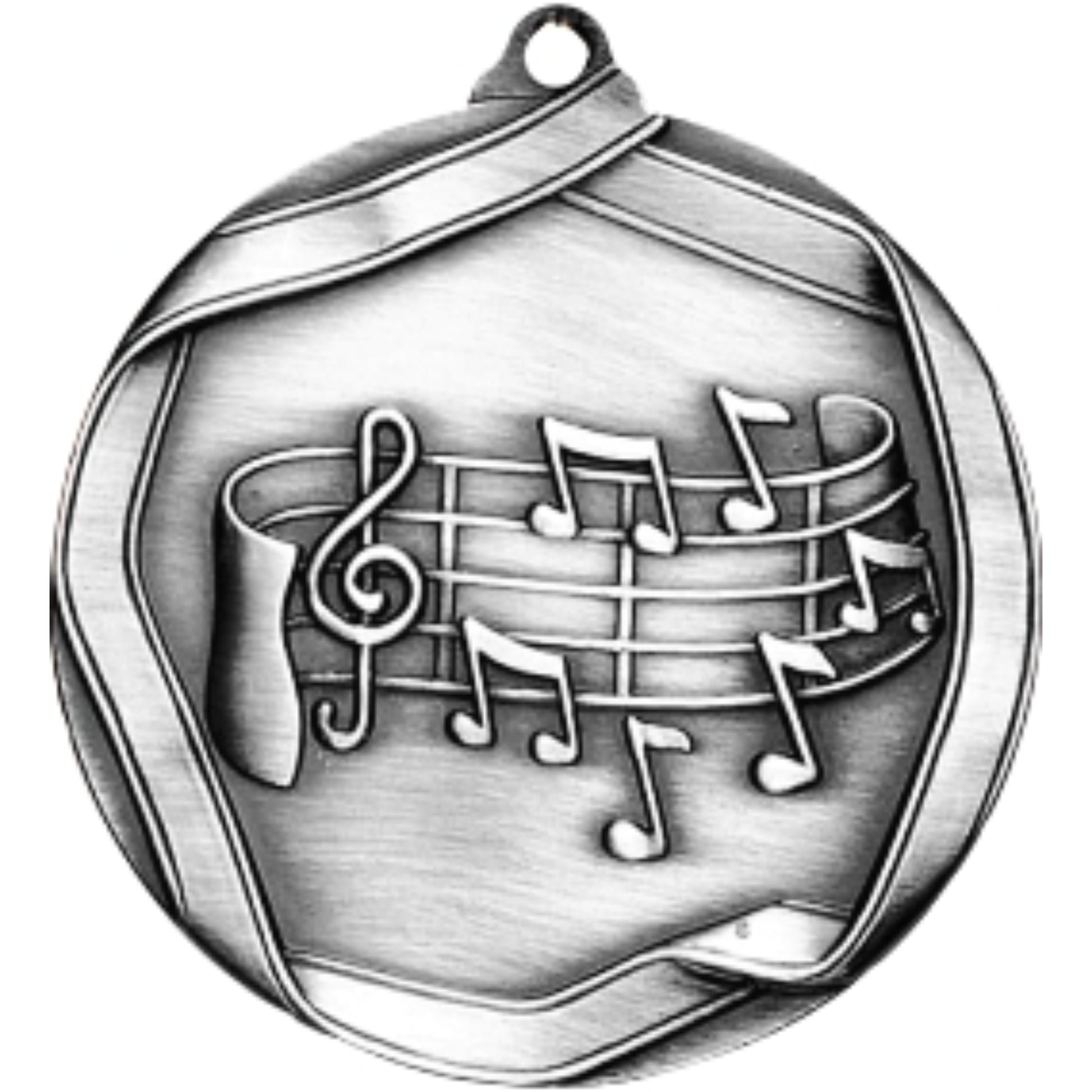 Ribbon Music Medal 2.25" / Silver