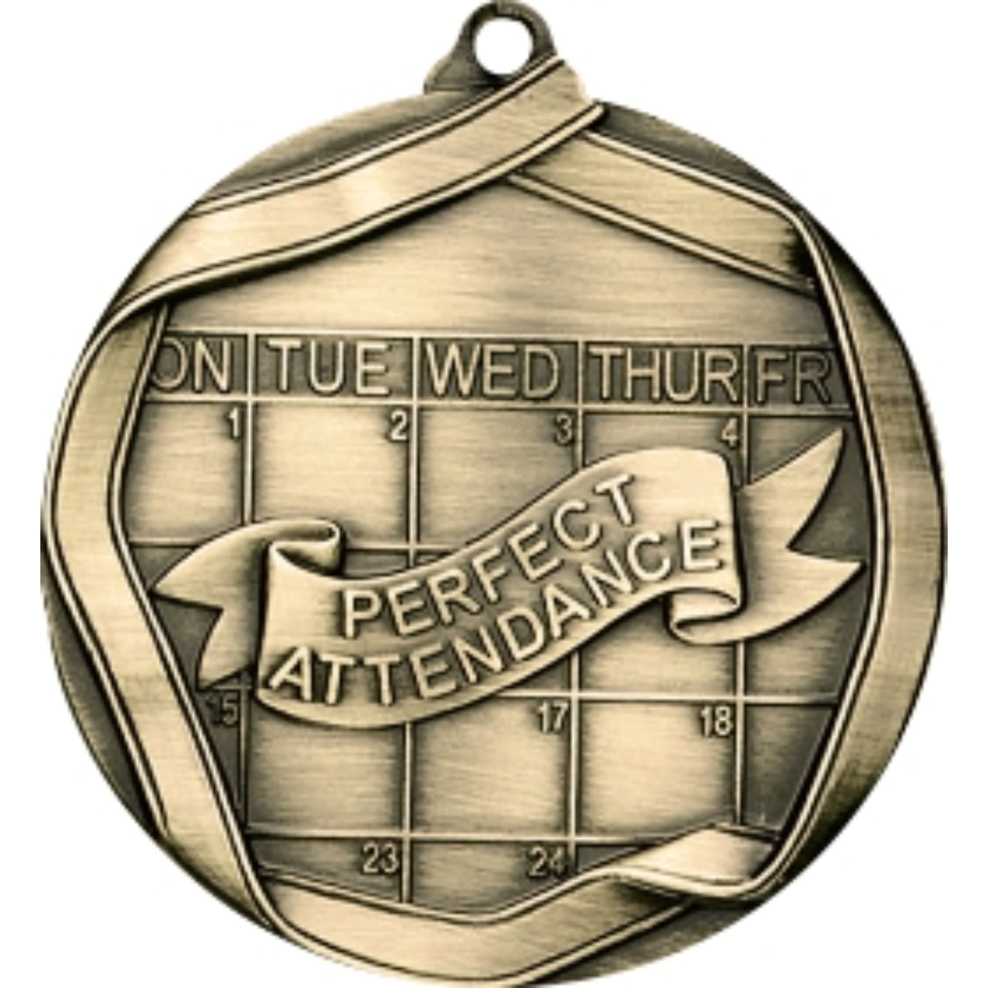 Ribbon Perfect Attendance Medal 2.25" / Gold