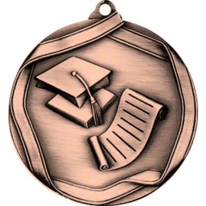Ribbon Graduation Medal 2.25" / Bronze (Copper Tone)