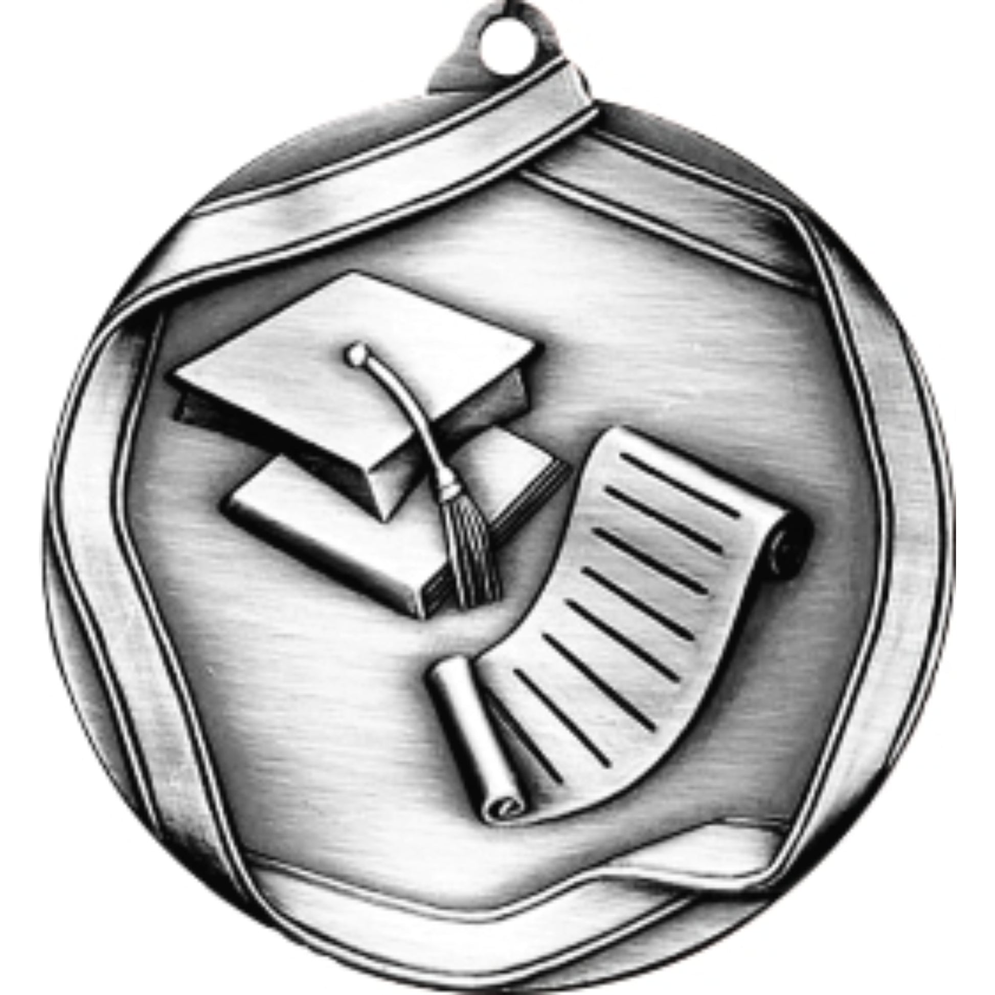 Ribbon Graduation Medal 2.25" / Silver