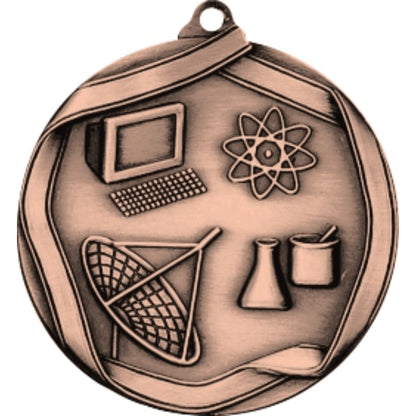 Ribbon Science Medal 2.25" / Bronze (Copper Tone)