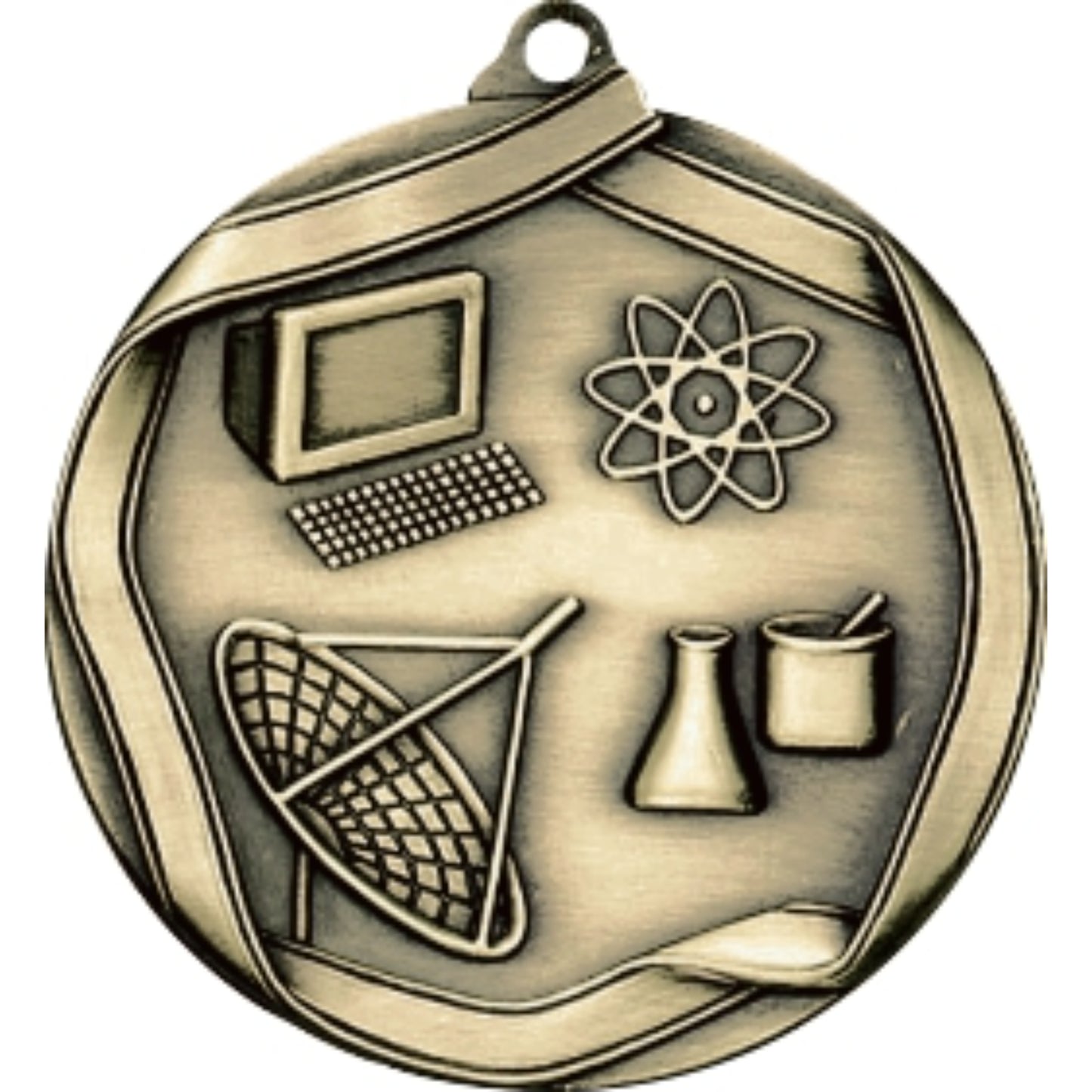 Ribbon Science Medal 2.25" / Gold
