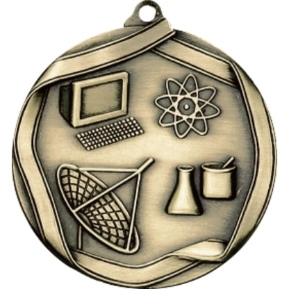 Ribbon Science Medal 2.25" / Gold
