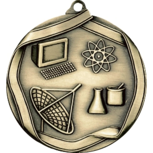 Ribbon Science Medal 2.25" / Gold