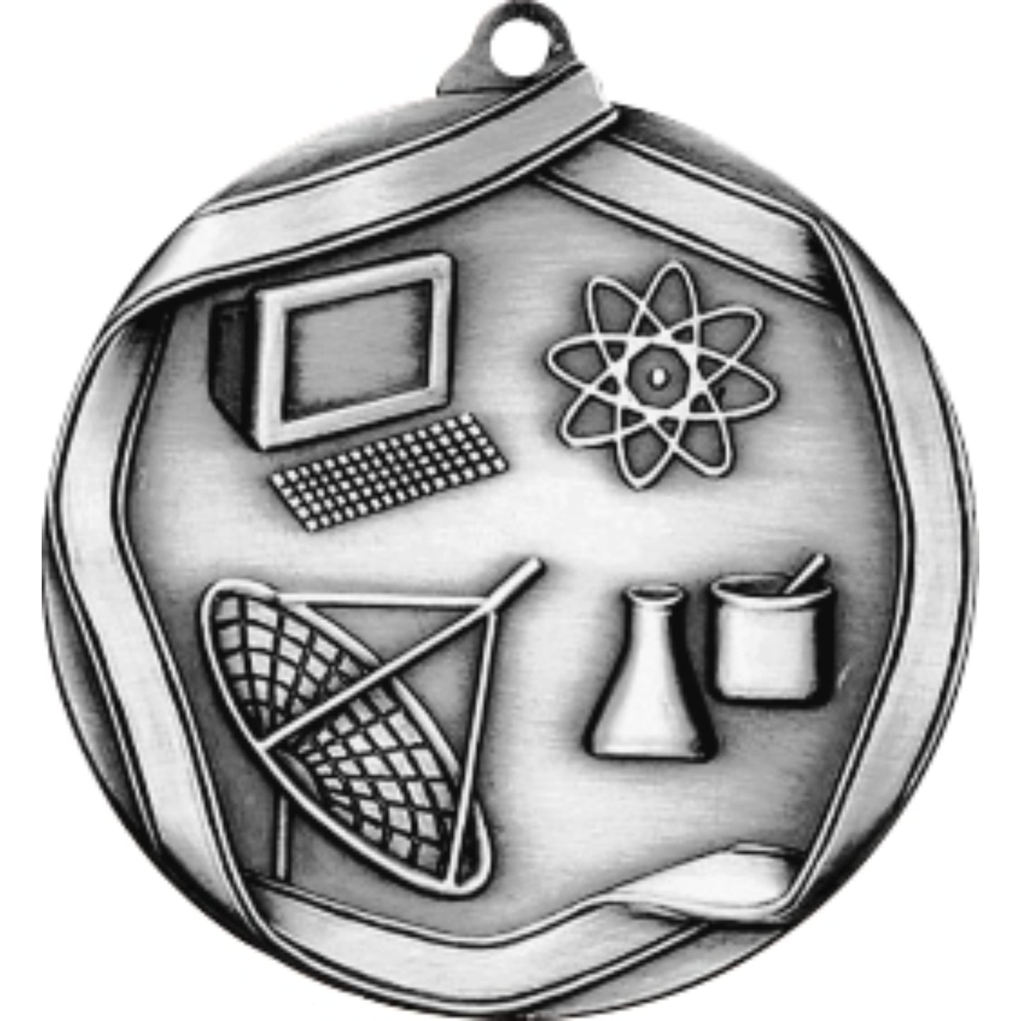 Ribbon Science Medal 2.25" / Silver