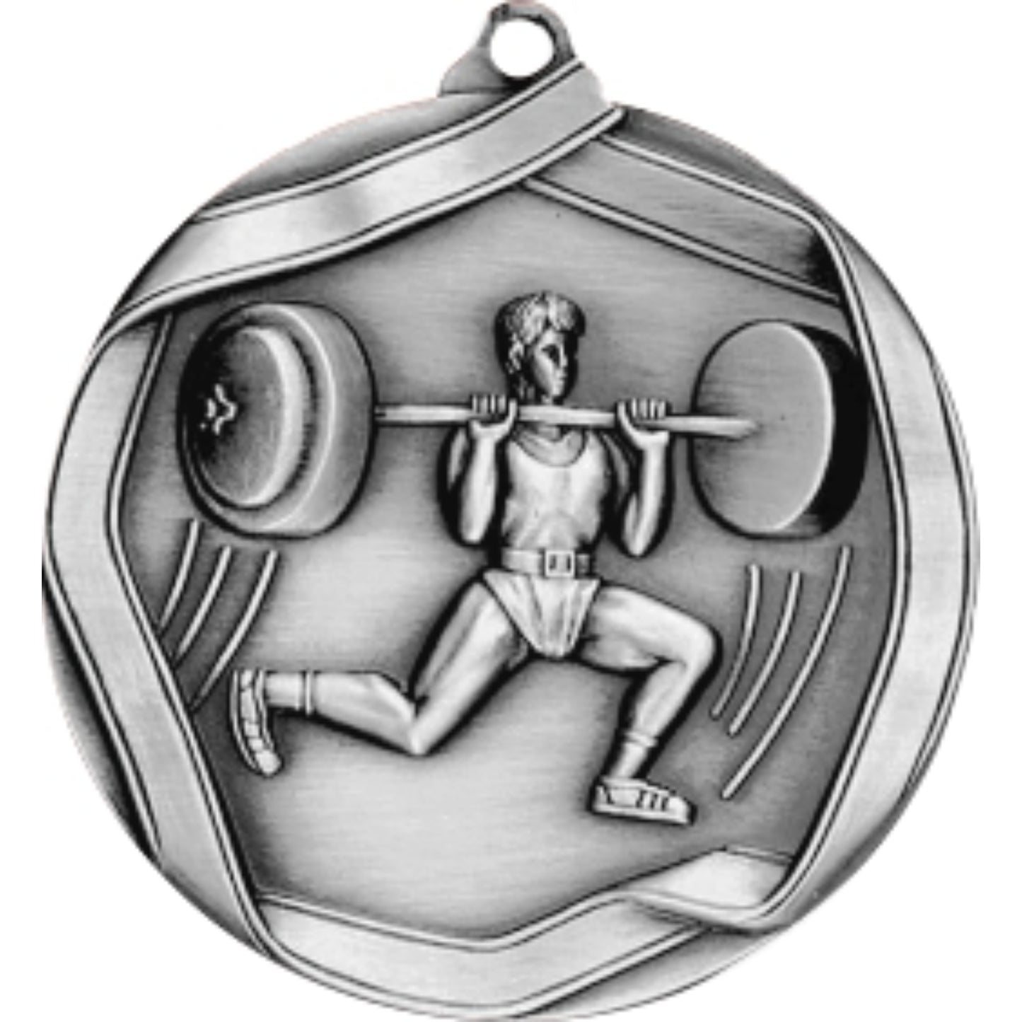 Ribbon Weightlifter Male Medal 2.25" / Silver
